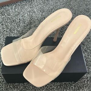 Fashion Nova Nude Clear Strap Stiletto Mules